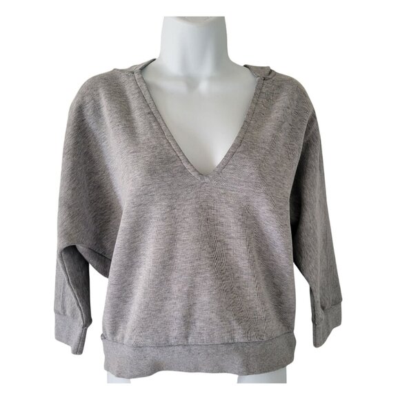 Puma Womens Gray V-Neck Crop Hooded Sweatshirt Pullover- SP - Picture 1 of 7
